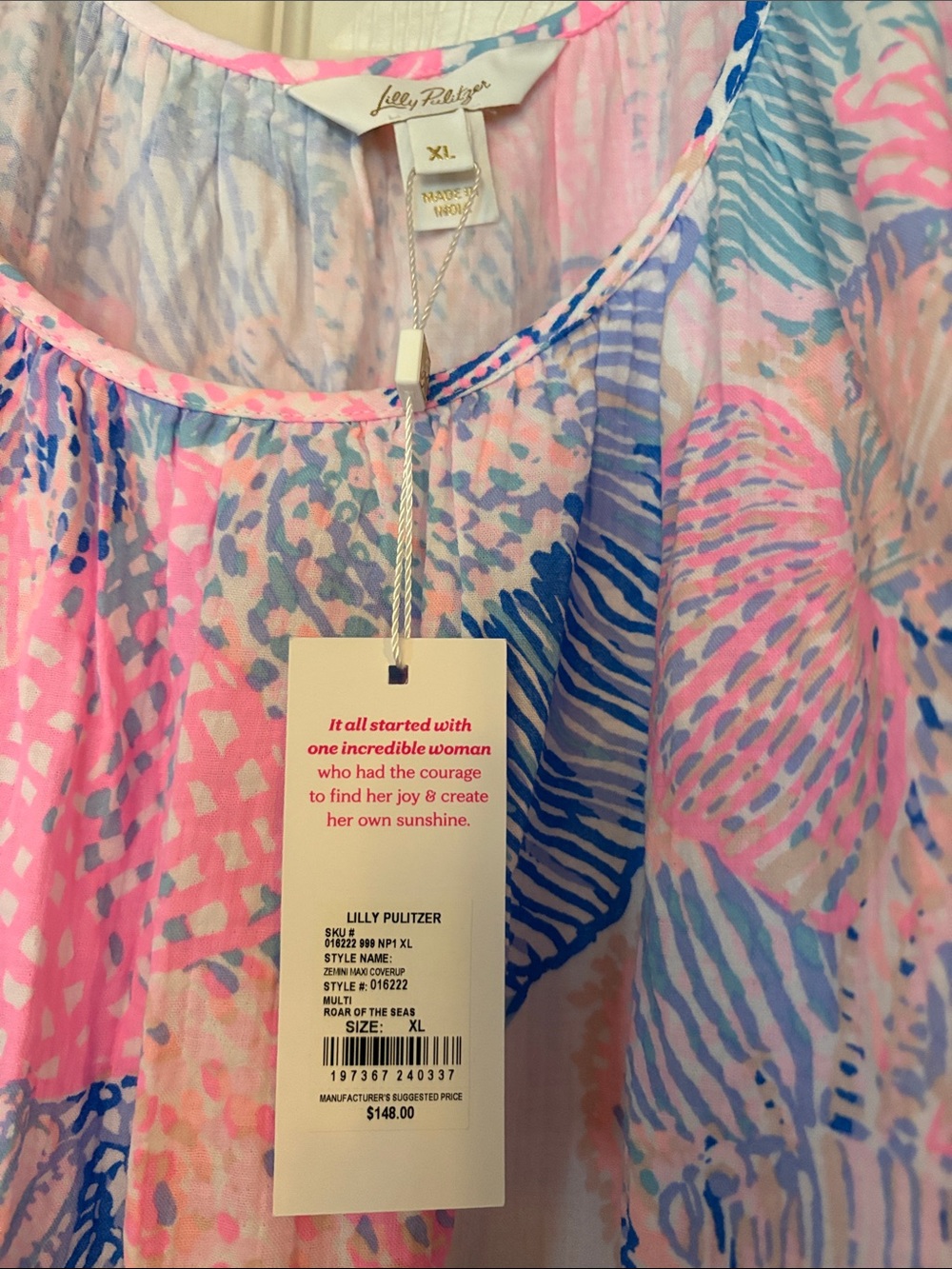 Pastel Pink & Blue Puff Sleeve Midi Dress - Picture 2 of 3